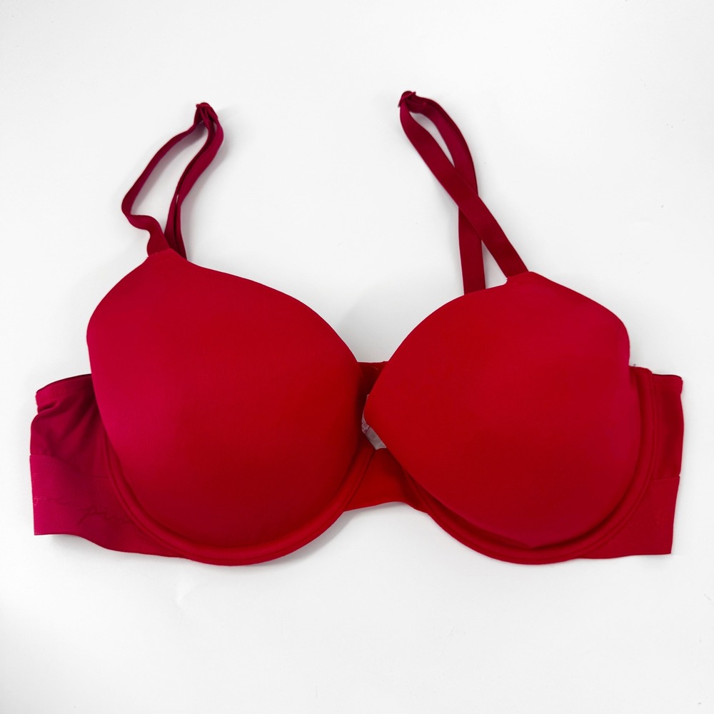 Victoria's Secret PINK Wear Everywhere T-Shirt Bra Red Lightly Lined 36C